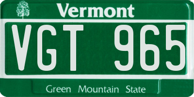 VT license plate VGT965