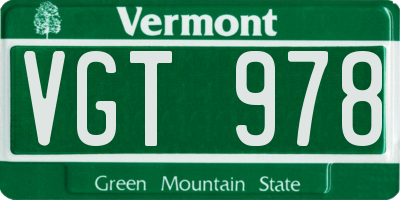 VT license plate VGT978