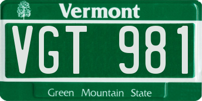 VT license plate VGT981