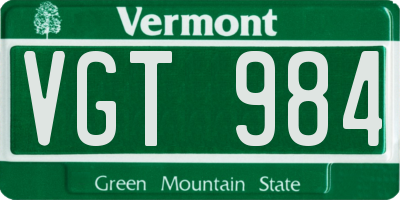 VT license plate VGT984