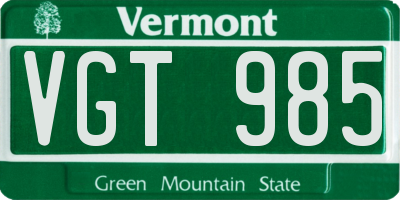 VT license plate VGT985