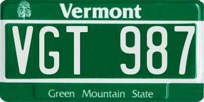 VT license plate VGT987