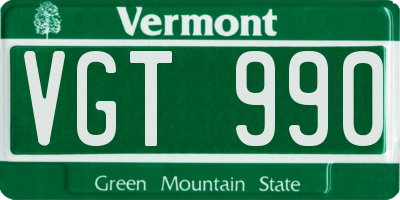 VT license plate VGT990