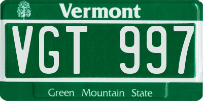 VT license plate VGT997