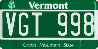 VT license plate VGT998