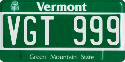 VT license plate VGT999