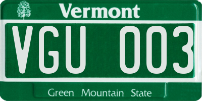 VT license plate VGU003
