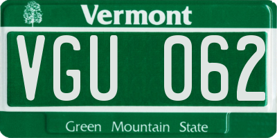 VT license plate VGU062
