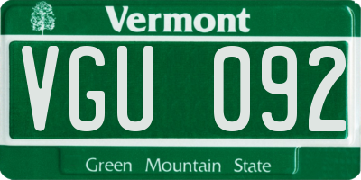 VT license plate VGU092