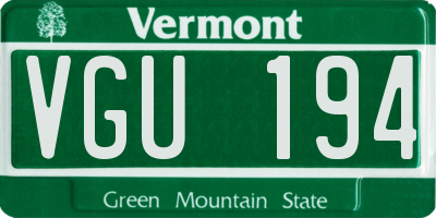 VT license plate VGU194