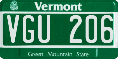 VT license plate VGU206