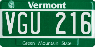 VT license plate VGU216
