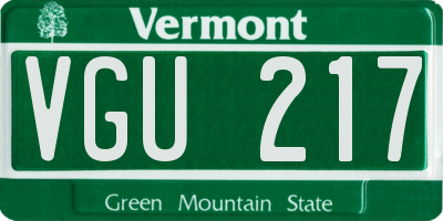 VT license plate VGU217