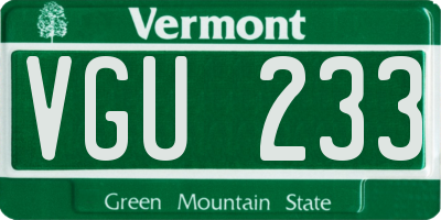 VT license plate VGU233