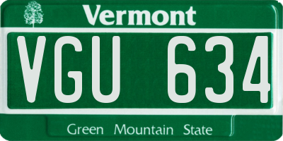 VT license plate VGU634