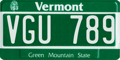 VT license plate VGU789