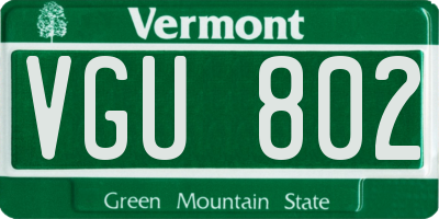 VT license plate VGU802
