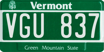 VT license plate VGU837