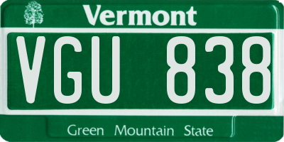 VT license plate VGU838