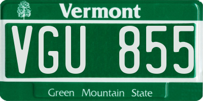 VT license plate VGU855
