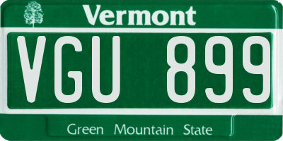 VT license plate VGU899