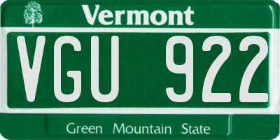 VT license plate VGU922