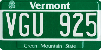 VT license plate VGU925
