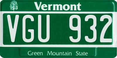 VT license plate VGU932