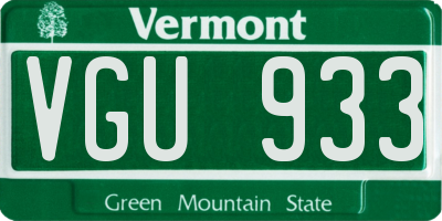 VT license plate VGU933