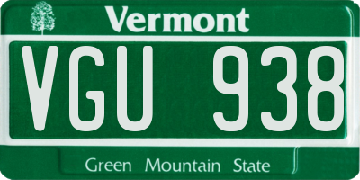 VT license plate VGU938