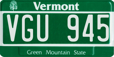 VT license plate VGU945