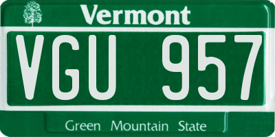 VT license plate VGU957