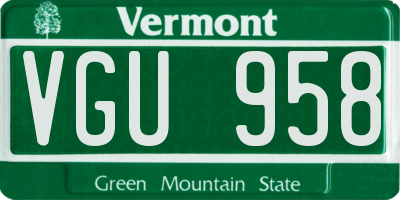 VT license plate VGU958
