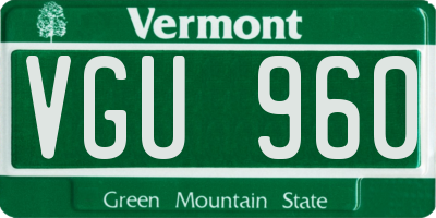VT license plate VGU960