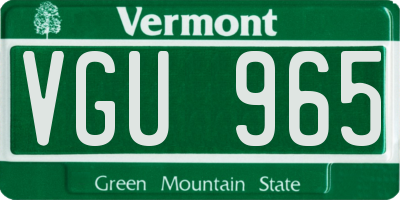 VT license plate VGU965