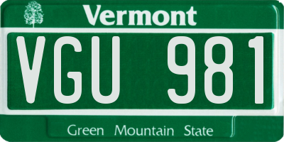 VT license plate VGU981