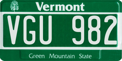 VT license plate VGU982