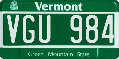 VT license plate VGU984