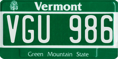 VT license plate VGU986