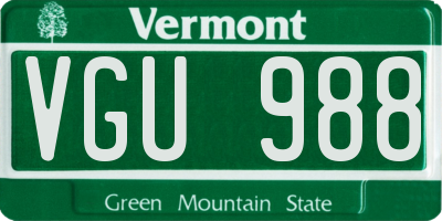 VT license plate VGU988