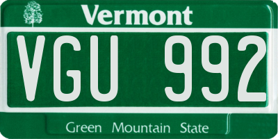 VT license plate VGU992