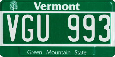 VT license plate VGU993