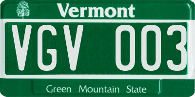 VT license plate VGV003