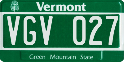 VT license plate VGV027