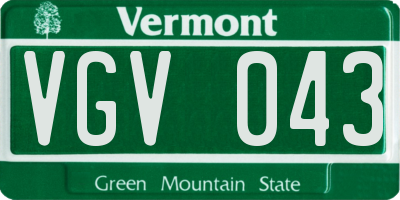 VT license plate VGV043