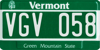 VT license plate VGV058