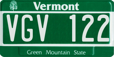 VT license plate VGV122