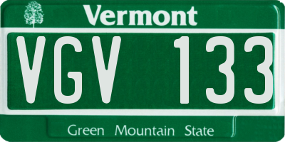 VT license plate VGV133