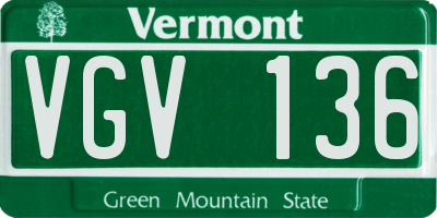 VT license plate VGV136