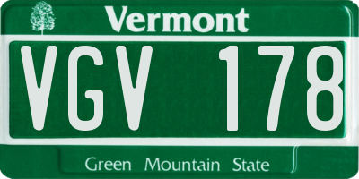 VT license plate VGV178